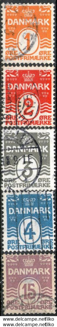 Denmark,1905, Mi#42/46,used,as Scan - Sonstige & Ohne Zuordnung