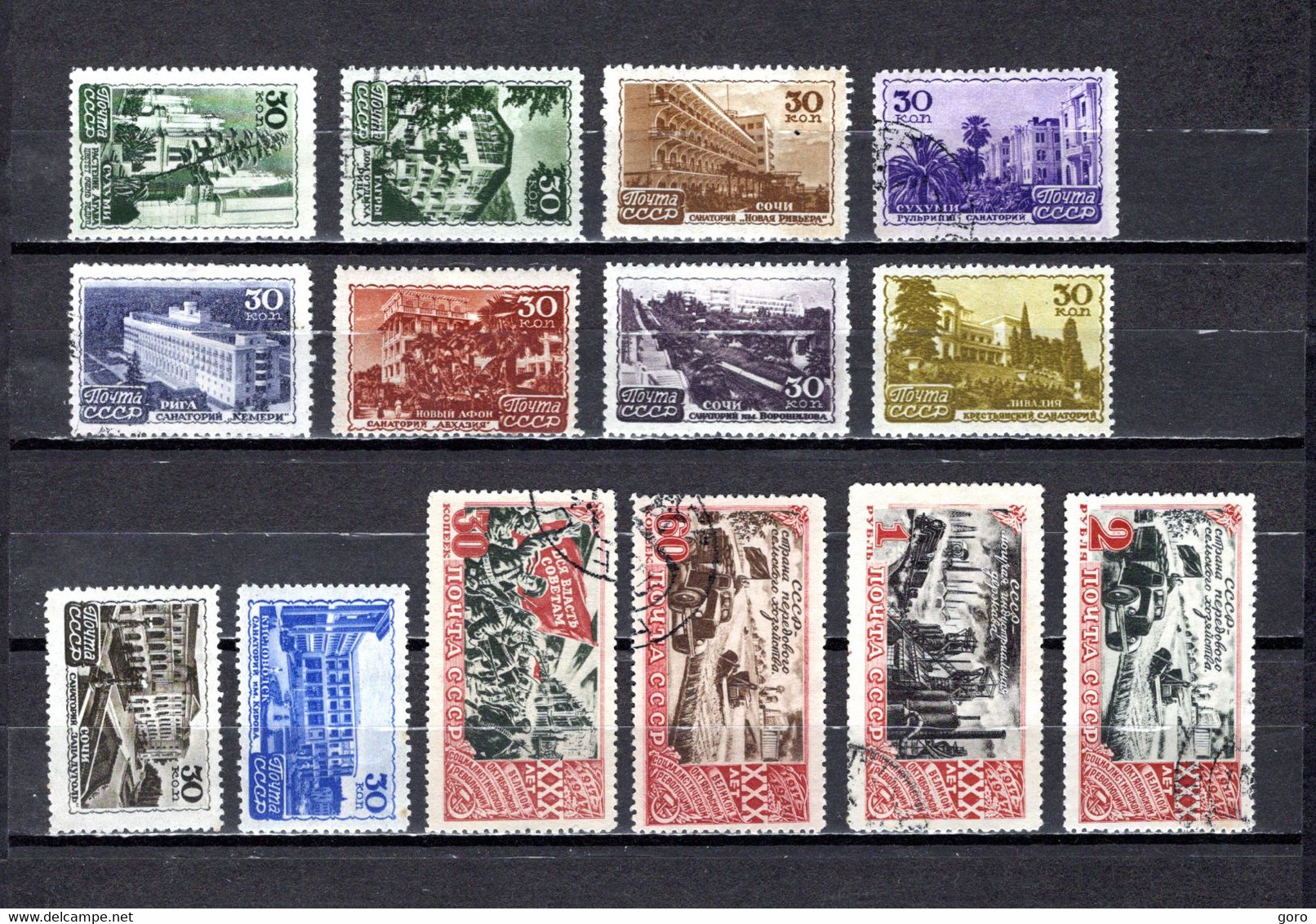 Rusia   1947 .-   Y&T  Nº   1150/1159-1160A-1163A/1162A - Oblitérés