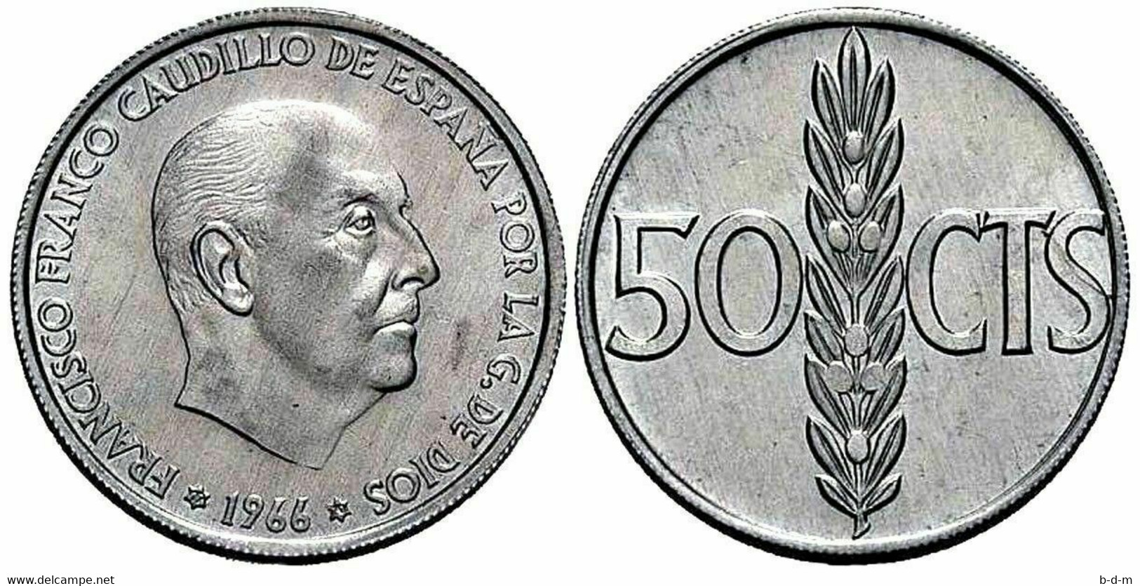 España Spain 50 Céntimos 1966 *73 Km 795 SC UNC - 50 Centiem