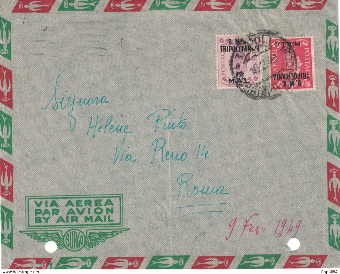 TRIPOLITAINE - OCCUPATION BRITANNIQUE - TIMBRE SE GRANDE BRETAGNE AVEC SURCHARGE - LETTRE DE TRIPOLI LE 10-2-1942 POUR - Tripolitaine