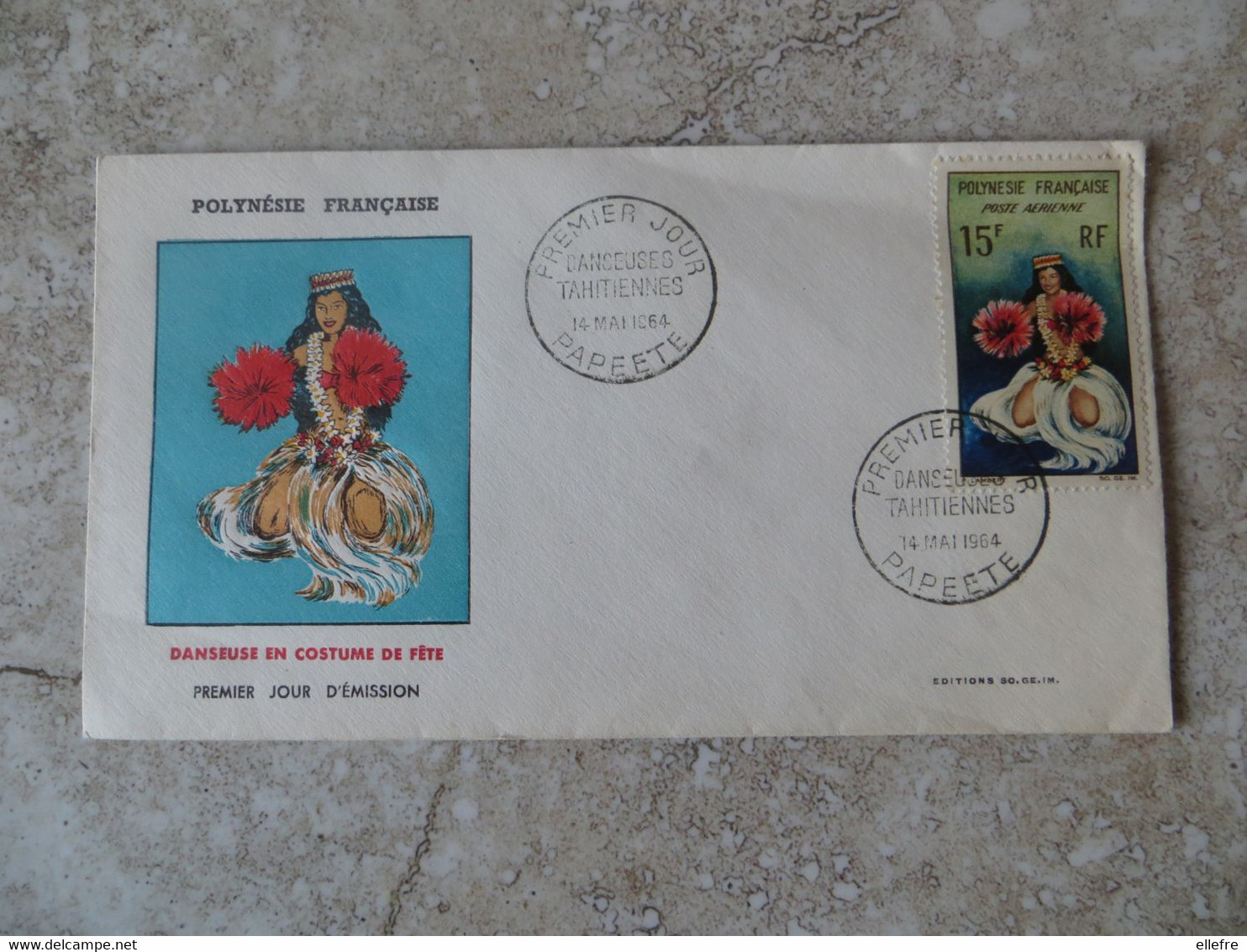 Timbre Polynésie Française - Enveloppe 1 Er Jour Papeete 1964 - Danseuses Tahitiennes En Costume De Fête - Other & Unclassified
