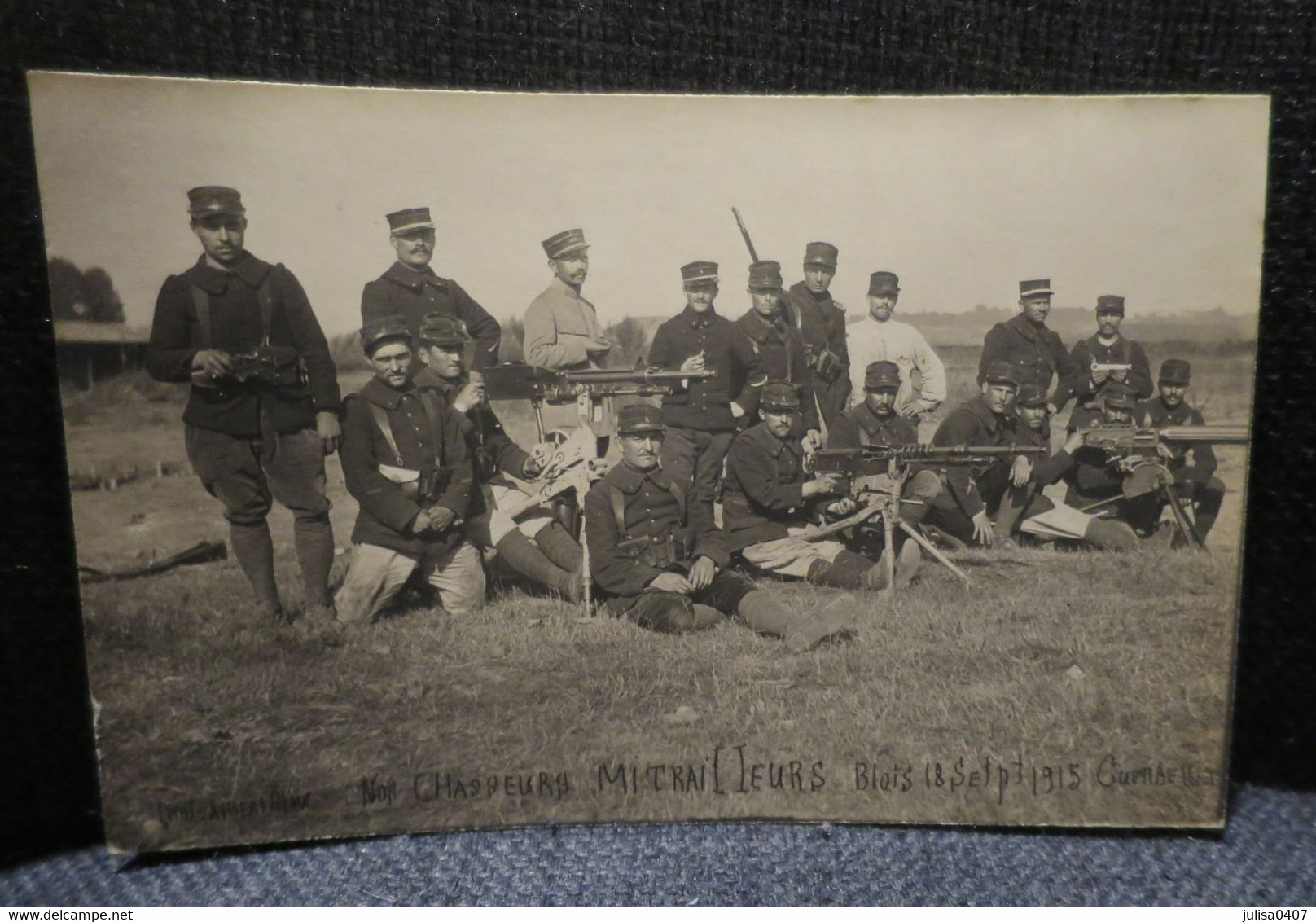 BLOIS (41) Guerre 1914-18 Carte Photo Chasseurs Mitrailleurs 1915 Gros Plan - Blois