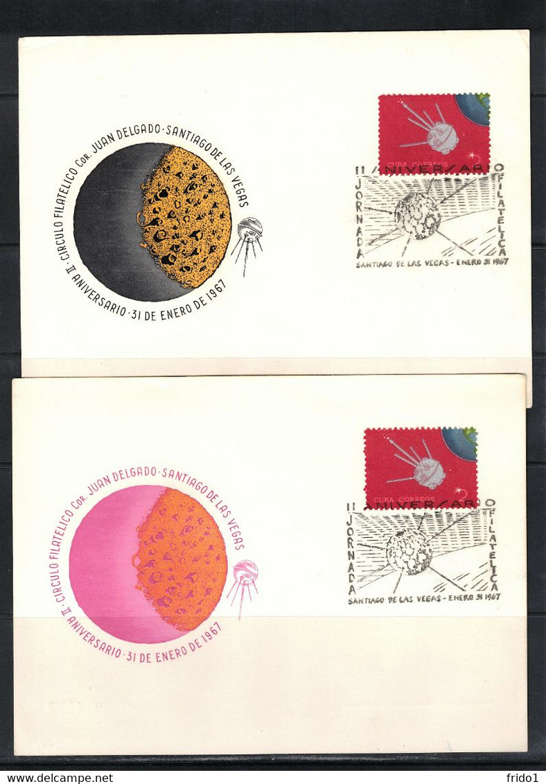 Cuba 1967 Space / Raumfahrt Satelite 4 Covers And Postcards - Storia Postale