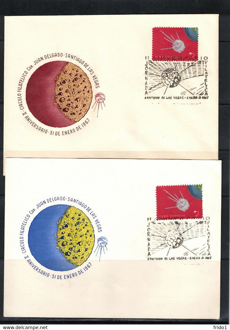 Cuba 1967 Space / Raumfahrt Satelite 4 Covers And Postcards - Briefe U. Dokumente