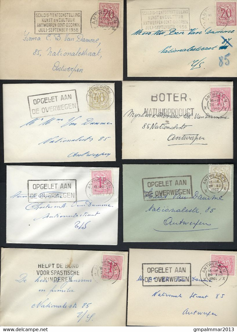 Lot Van 13 Brieven Allen Met Vlaggen Stempel / Cachet Flammes , Staat Zie 3 Scans ! Inzet Aan 10 € ! LOT 346 - 1977-1985 Zahl Auf Löwe (Chiffre Sur Lion)