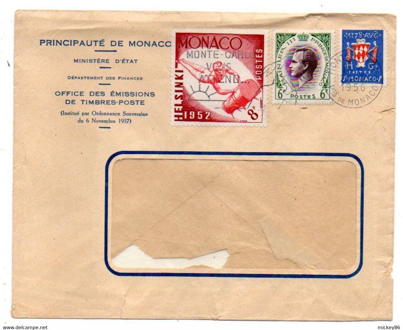 Monaco --enveloppe à Fenêtre Avec Composition De Timbres Et Cachet  MONTE-CARLO - Storia Postale