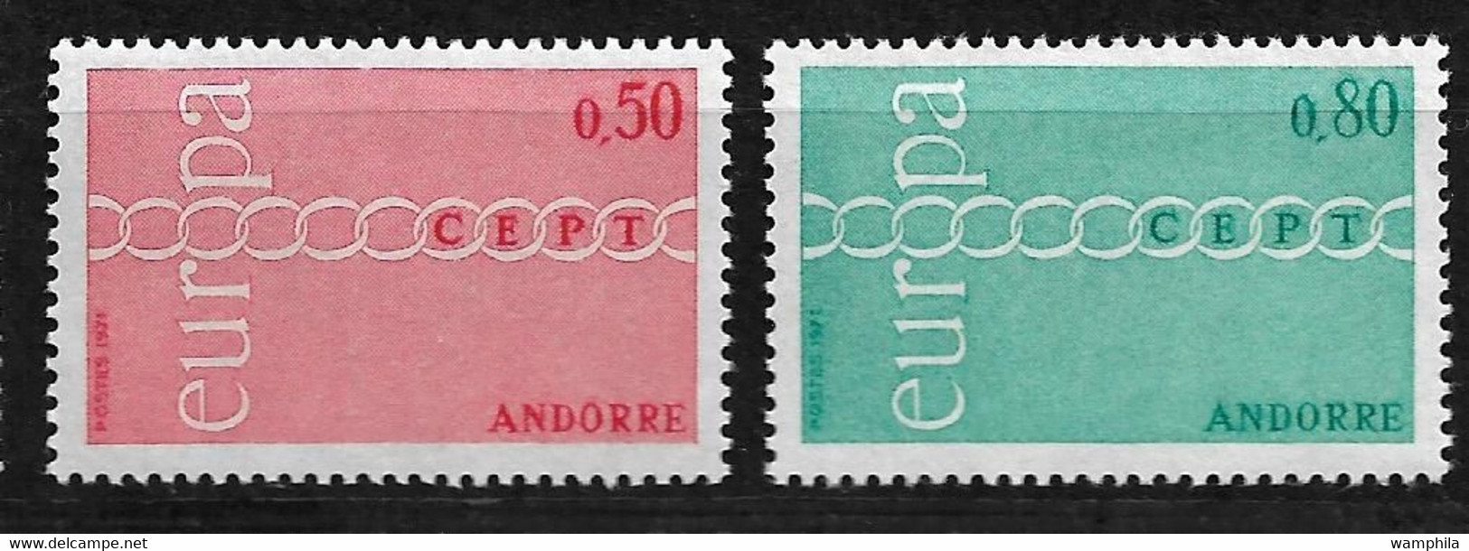 Andorre Europa N°179/80, 212/13, 226/27, 237/38, 243/44, 253/54, 329/30, 348/49,  358/59,**cote 253€. - Collections