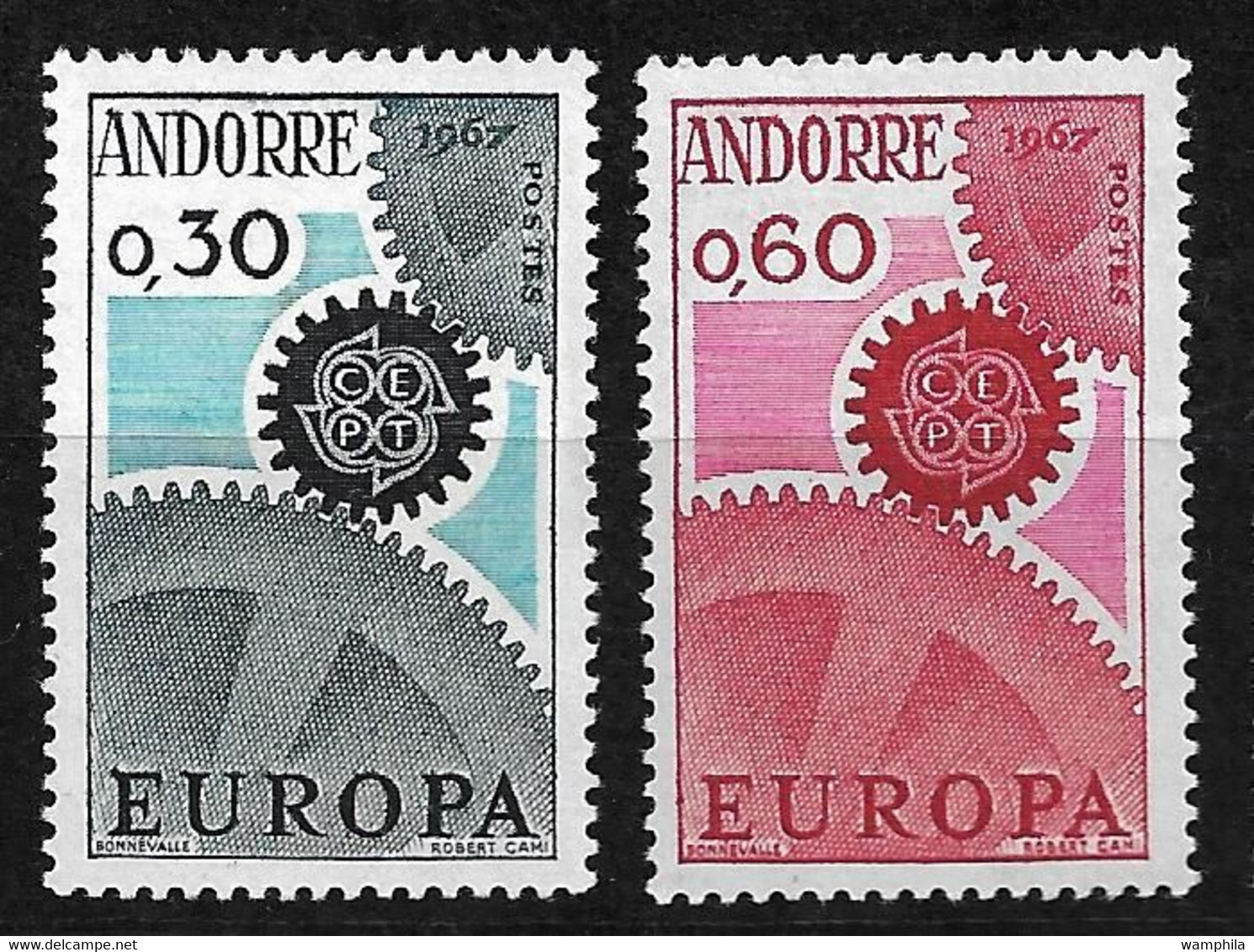 Andorre Europa N°179/80, 212/13, 226/27, 237/38, 243/44, 253/54, 329/30, 348/49,  358/59,**cote 253€. - Collections