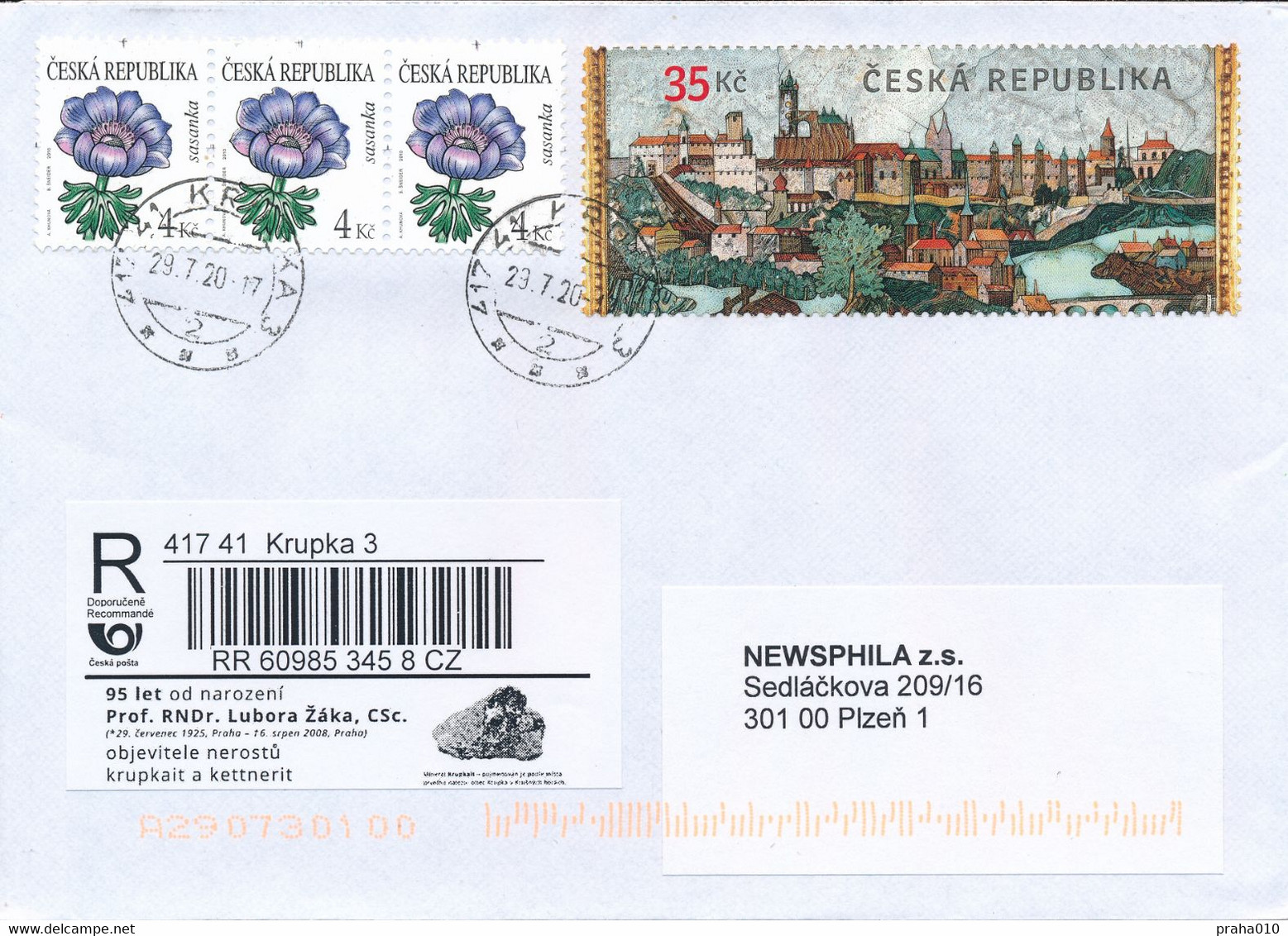 Czech Rep. / Comm. R-label (2020/21) Krupka 3: Lubor Zak (1925-2008) Discoverer Of Minerals Krupkait & Kettnerit (X0718) - Cartas & Documentos