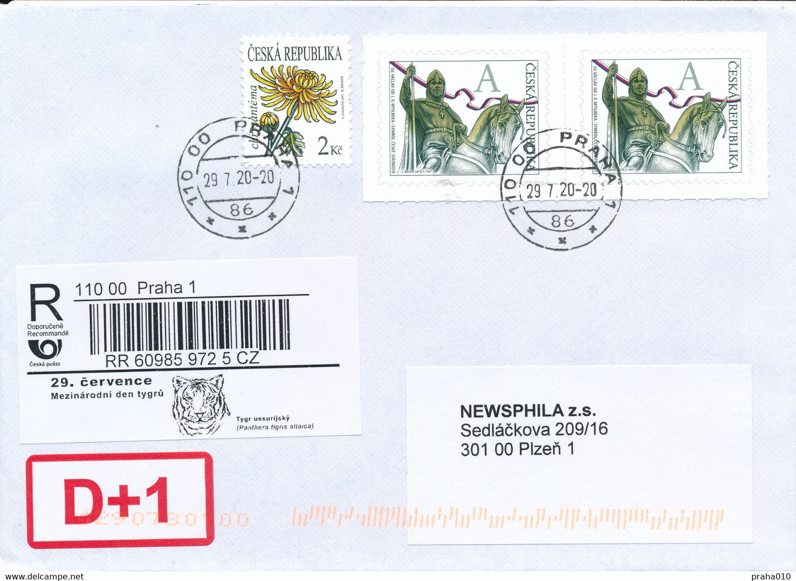 Czech Rep. / Comm. R-label (2020/20) Praha 1: July 29 - International Tiger Day (Panthera Tigris Altaica) (X0732) - Sonstige & Ohne Zuordnung