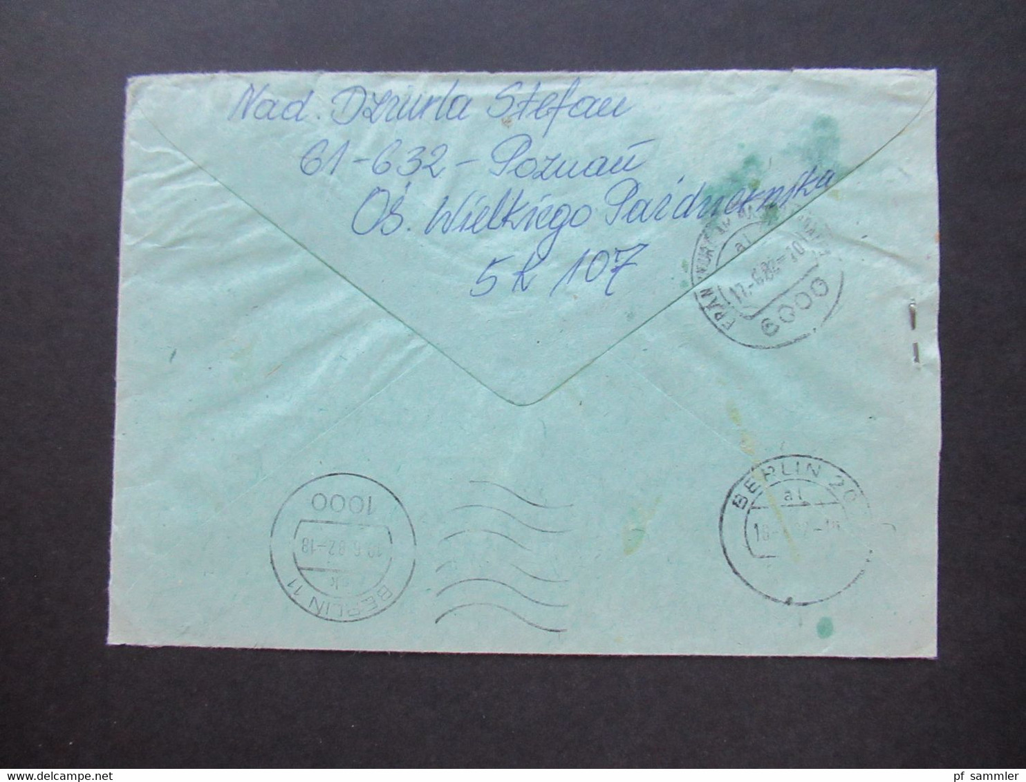 Polen 1982 Zensurbeleg Zensurstempel Ocenzurowano Poznan (Posen) - Berlin Expres Beleg / Eilbrief Par Avion Luftpost - Briefe U. Dokumente