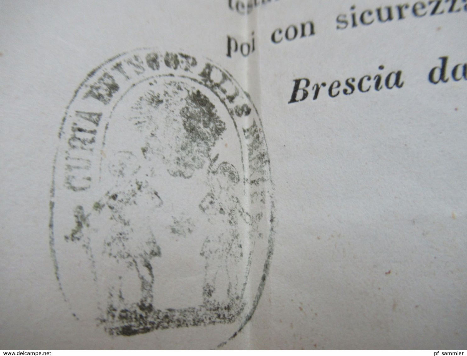 Italien 13.8.1867 Nr. 26 EF gedruckter Brief / Kirchliche Heiratsgenehmigung Stempel Brescia und Kirchenstempel ?!