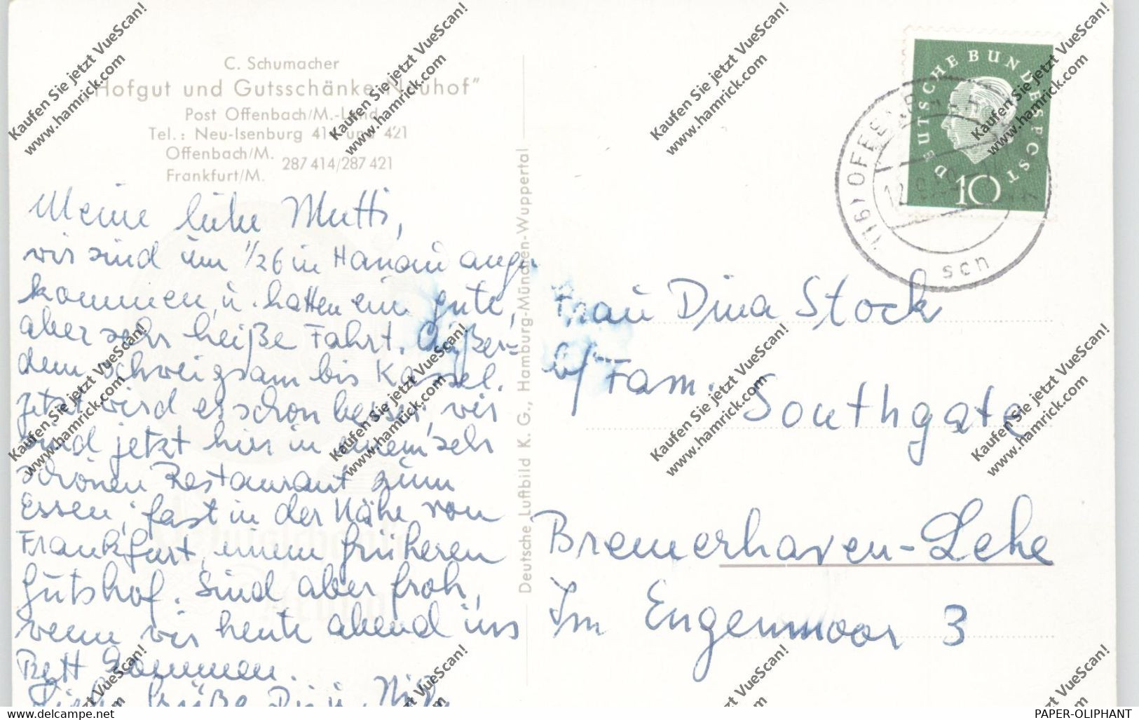 6072 DREIEICH, Hofgut Neuhof, Luftaufnahme 1959 - Dreieich