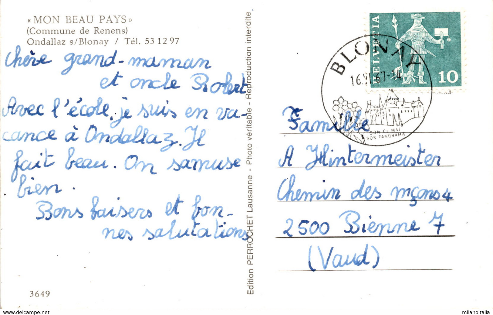 "Mon Beau Pays" (Commune De Renens) - Ondallaz S/Blonay (3649) * 16. 6. 1967 - Renens