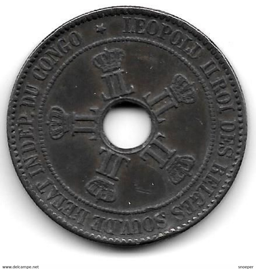 *Belgian Congo 10 Centimes 1894  Km 4  Vf+ - 1885-1909: Leopold II