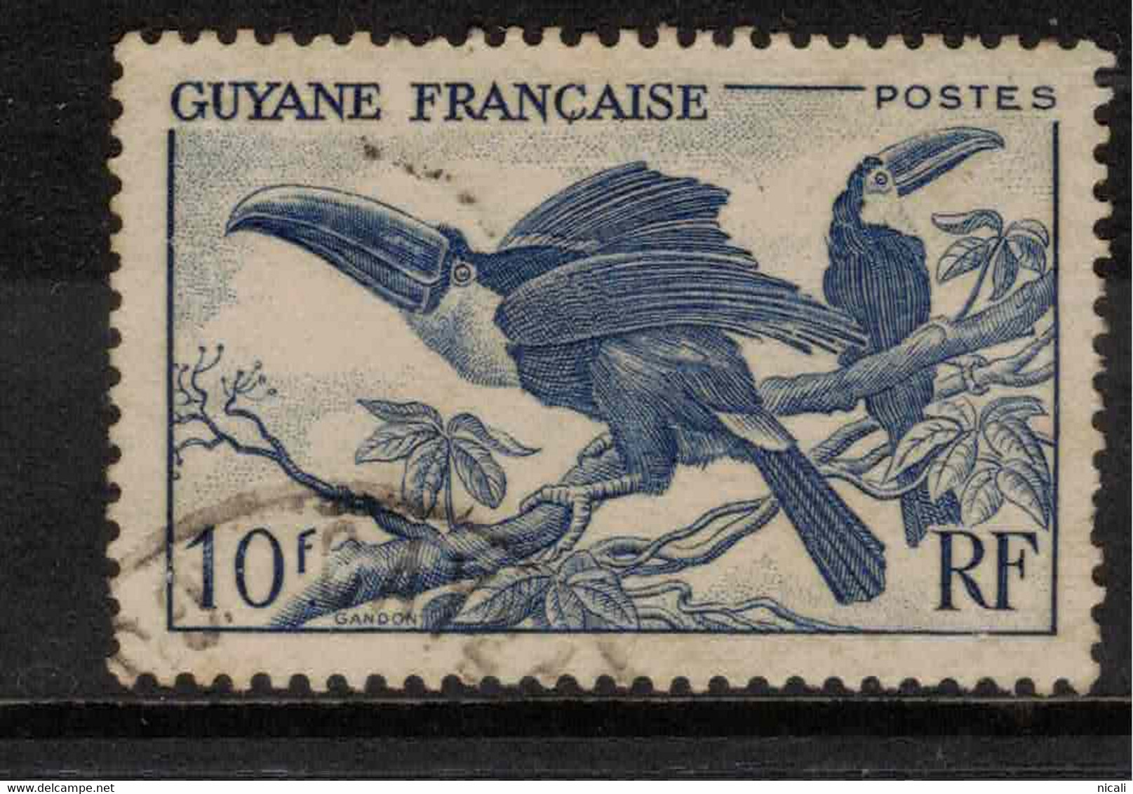 FRENCH GUIANA 1947 10f Blue SG 236 U #VU20 - Otros & Sin Clasificación