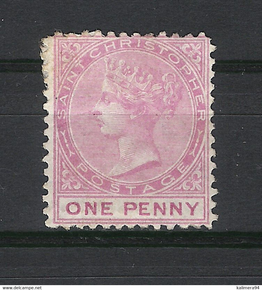 SAINT-CHRISTOPHER  ( SAINT-CHRISTOPHE ) / Y. & T. N° 2  /  QUEEN  VICTORIA , ONE  PENNY  Rose - St.Christopher, Nevis En Anguilla (...-1980)