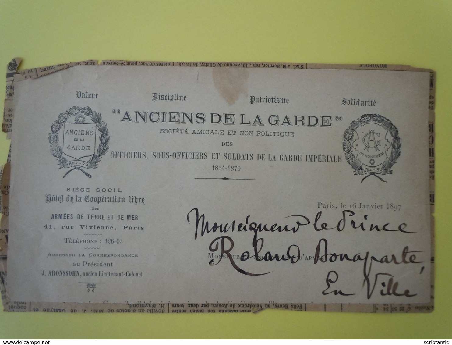 Pièce Autographe Prince Roland BONAPARTE (1858-1924) Géographe Et Botaniste - Andere & Zonder Classificatie