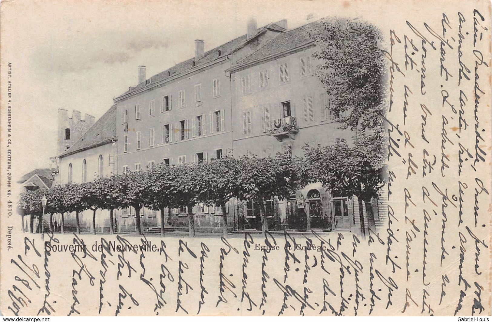 Souvenir De Neuveville Eglise Et Collège 1901 - La Neuveville