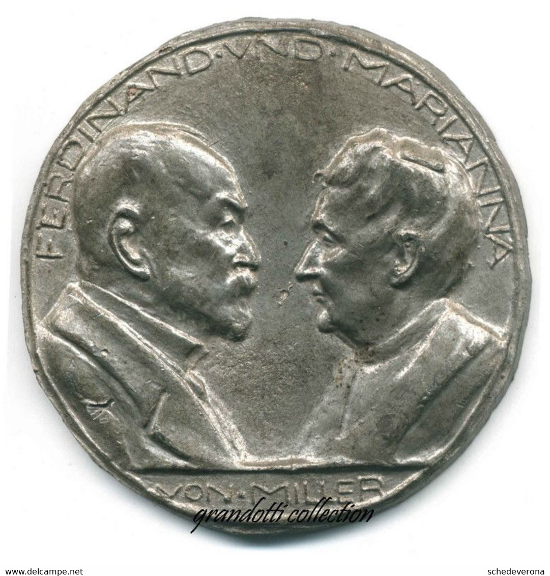 FERDINAND UND MARIANNA VON MILLER 1923 NOZZE D'ORO PROVA MEDAGLIA PIOMBO - Professionnels/De Société