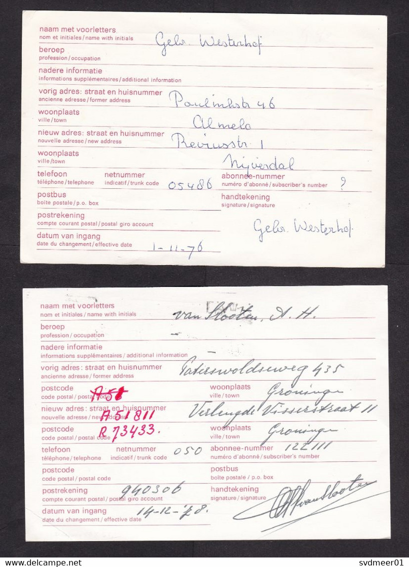 Netherlands: 4x Stationery Change Of Address Postcard, 1970s, Removal Notice, Queen, Various Types (minor Damage) - Other & Unclassified