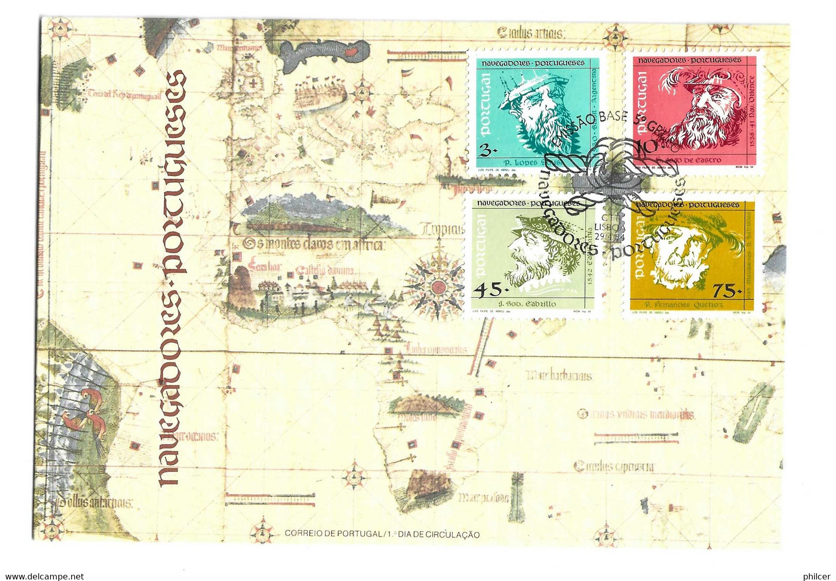 Portugal, 1994, FDC Navegadores Portugueses, Carimbo De Lisboa - FDC