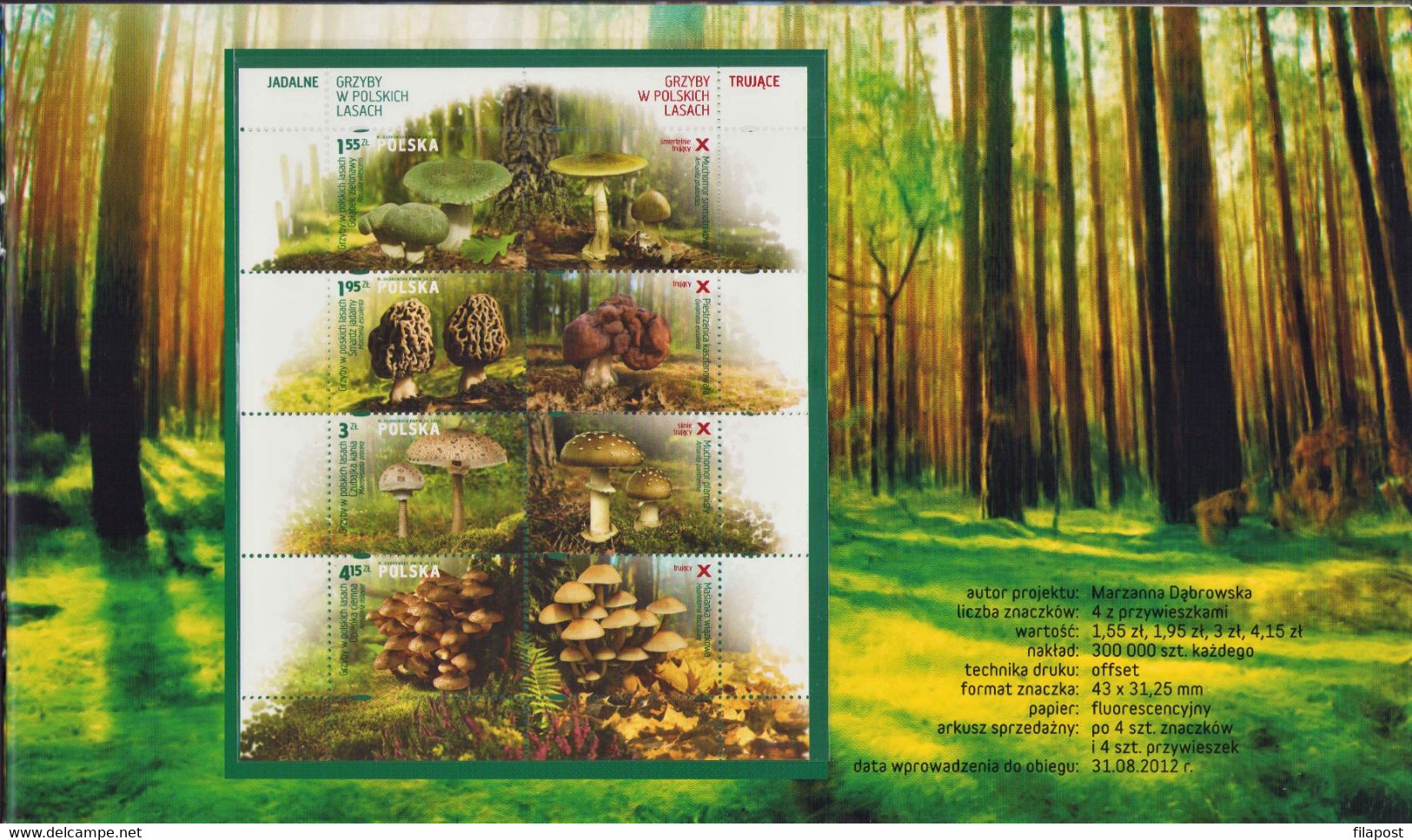 POLAND 2012 Booklet / Edible And Poisonous Mushrooms In Polish Forests / Full Sheet MNH** - Cuadernillos