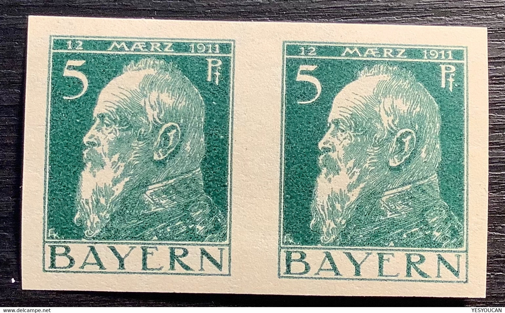Bayern Mi 77 II U ** MNH LUXUS = 150€, 1911 5 Pf Type II Ungezähnt POSTFRISCH (CRYPTO BITCOIN - Postfris