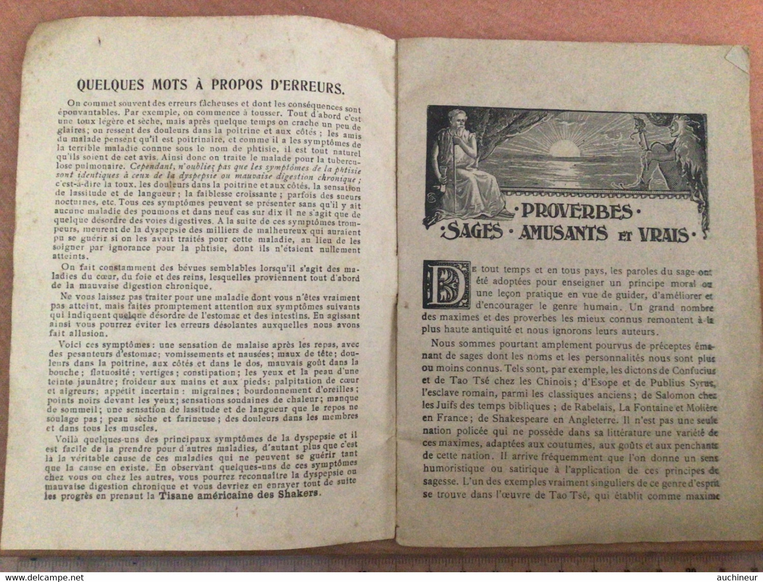 1907 Calendrier Fascicule Proverbes 34p, Tisane Américaine Des Shakers, 11,3 X 15,5 Cm - Kleinformat : 1901-20