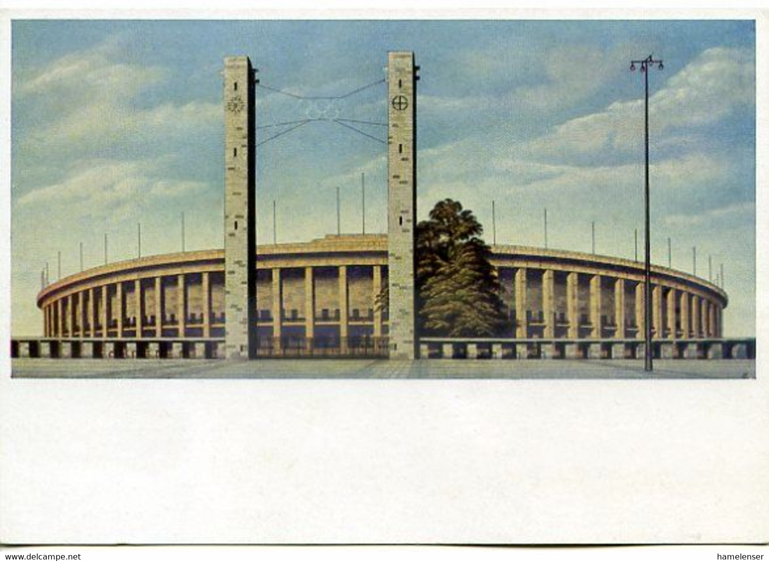 48420 - Deutsches Reich - 1936 - Color-Ansichtskarte "Olympia-Stadion", Ungebraucht - Sommer 1936: Berlin