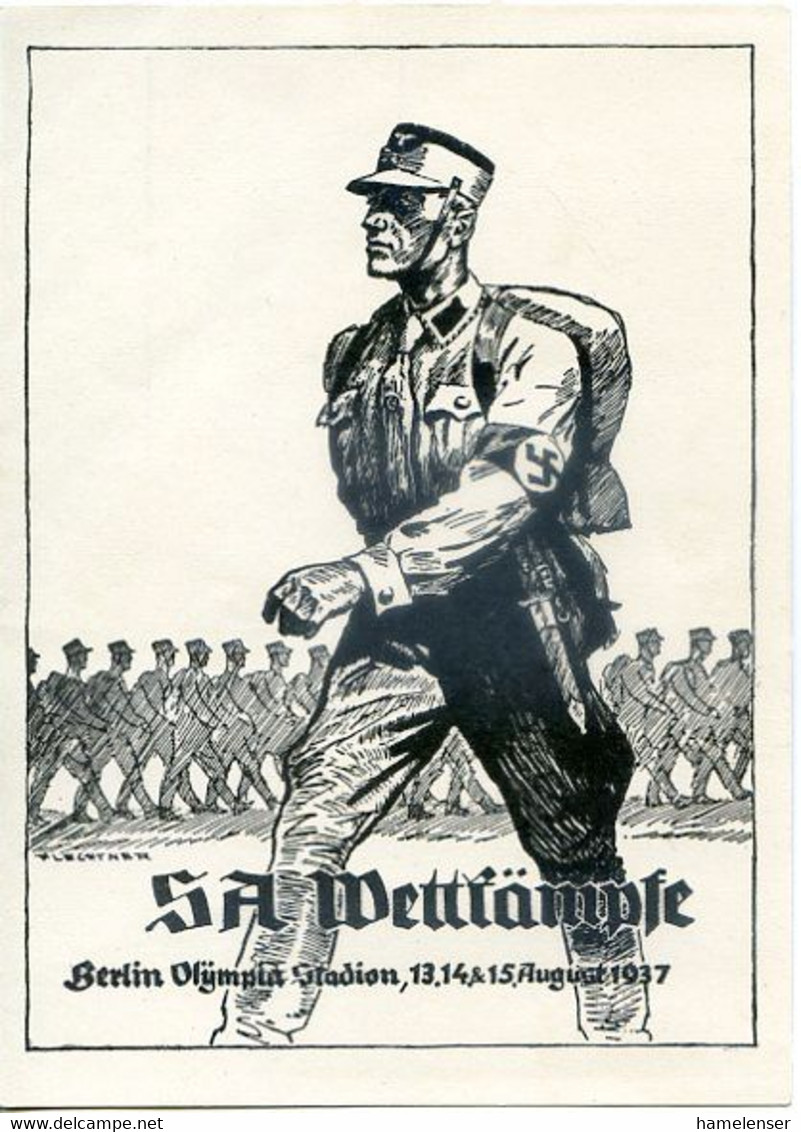 48438 - Deutsches Reich - 1937 - Ansichtskarte "SA-Wettkaempfe" - Bild 1 - Ungebraucht - Autres & Non Classés