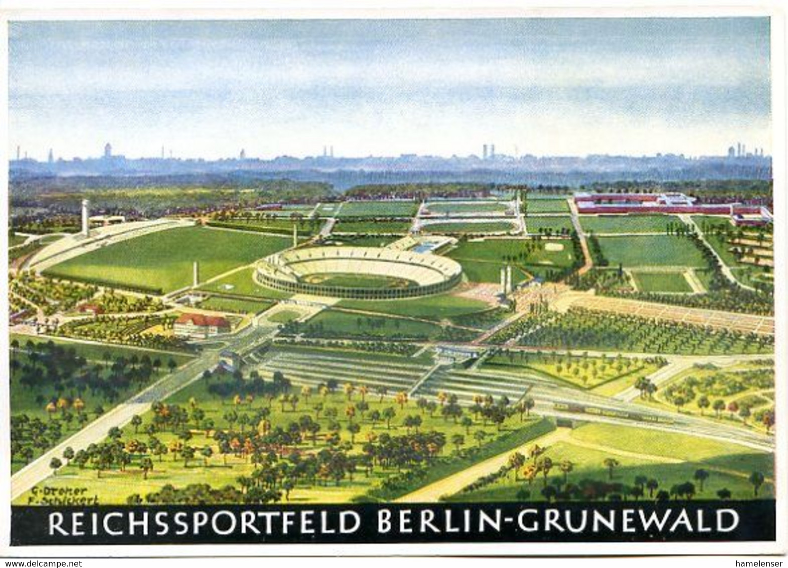 48447 - Deutsches Reich - 1936 - Ansichtskarte "Reichssportfeld" - Olympia-Werbepostkarte Nr.10 - Ungebraucht - Autres & Non Classés