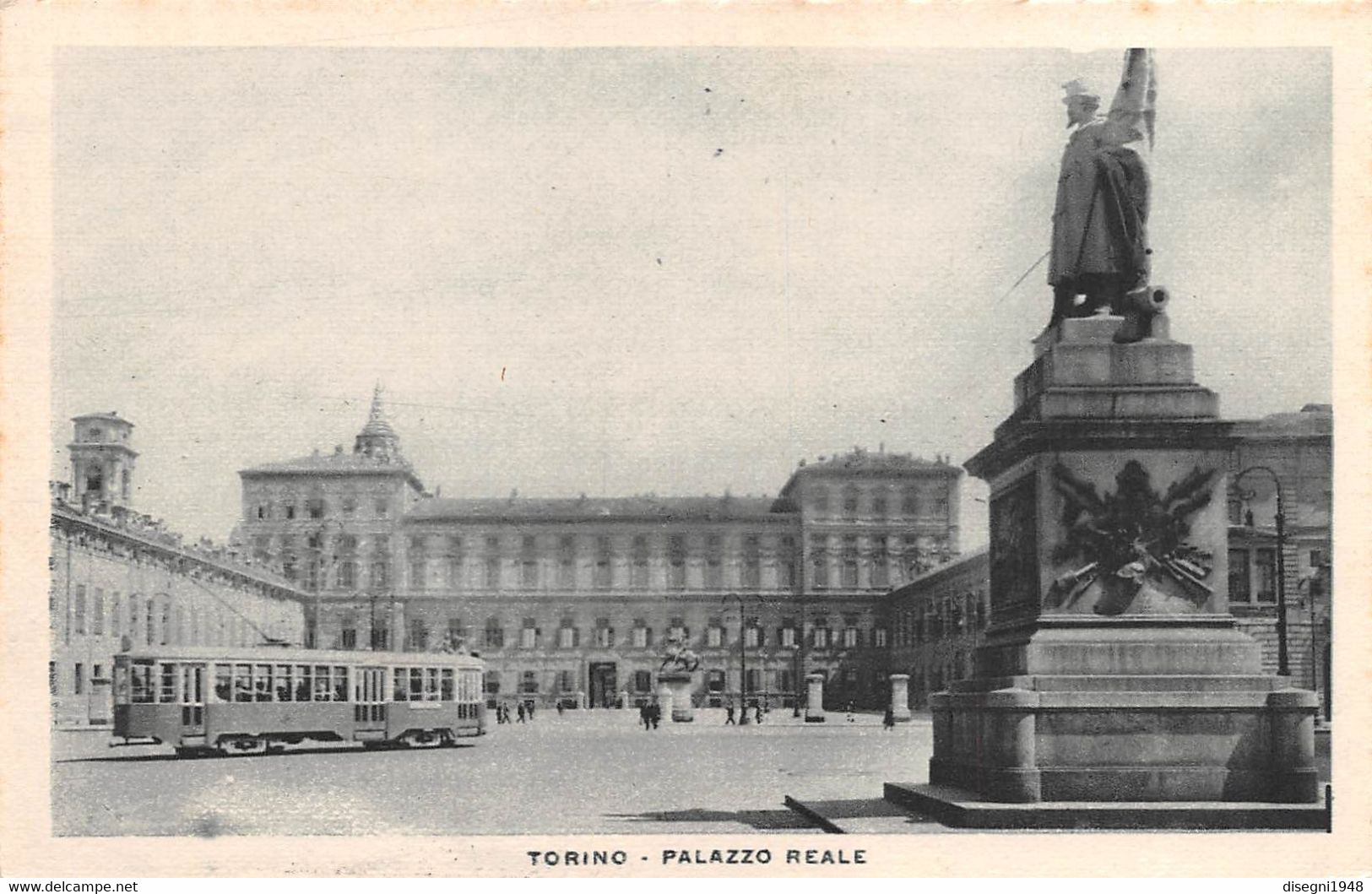 09428 "TORINO - PALAZZO REALE - ANNI '30 XX SECOLO" TRAMWAY - CART. ILL. ORIG. NON SPED. - Palazzo Reale