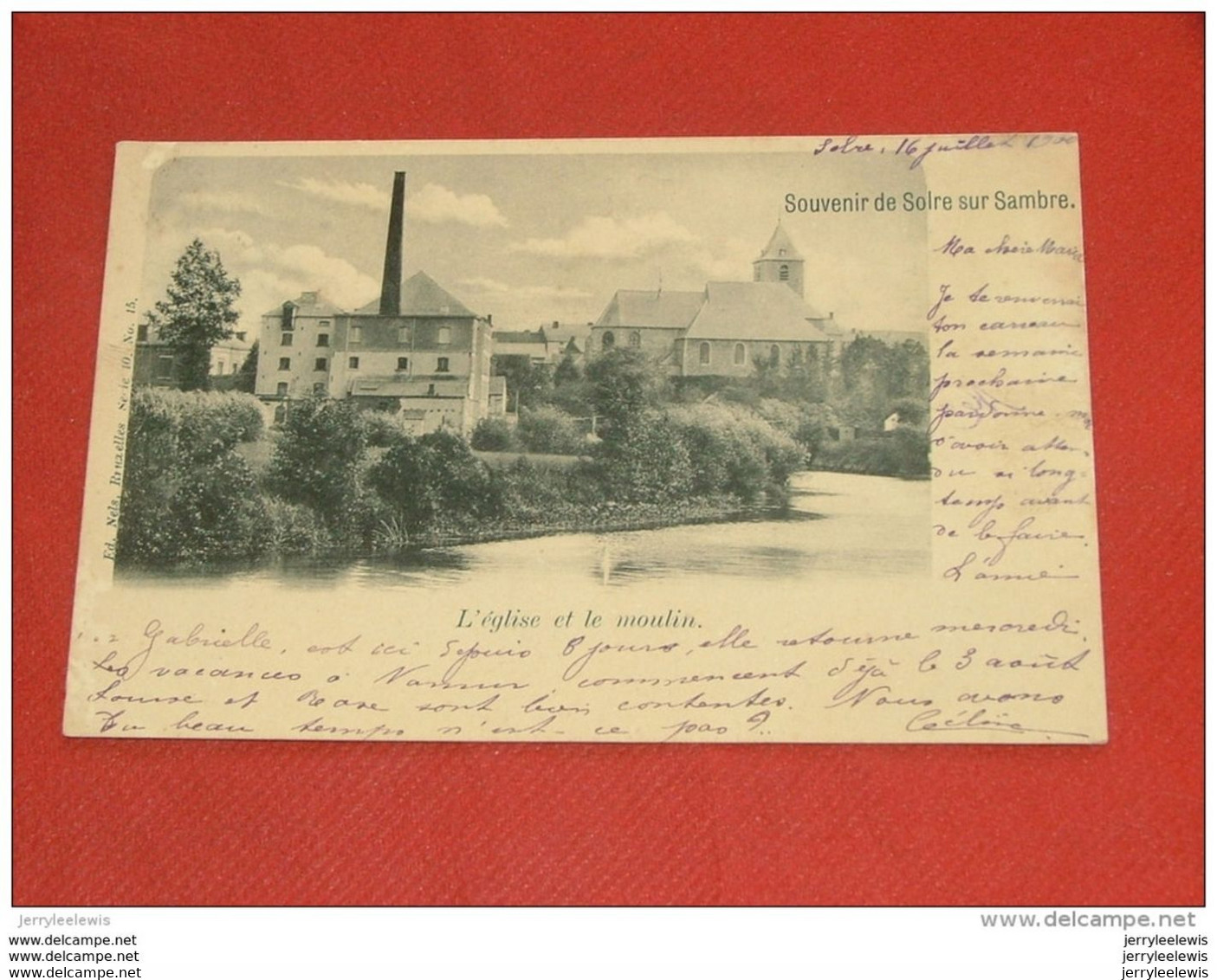 SOLRE SUR SAMBRE  -  L' Eglise Et Le Moulin   -  1900 - Erquelinnes