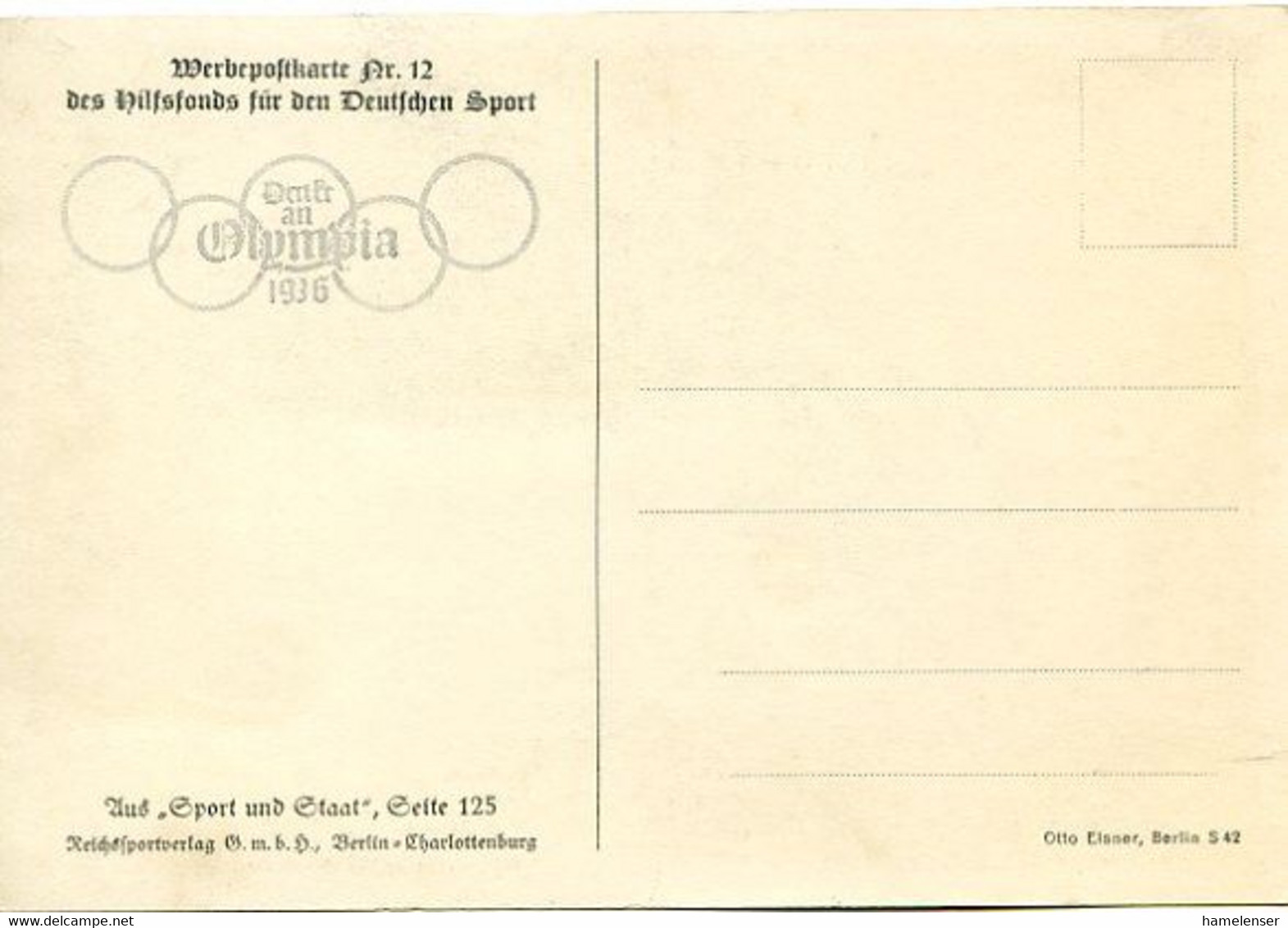 48462 - Deutsches Reich - 1935 - Sport-Werbepostkarte Nr.12, Ungebraucht - Other & Unclassified