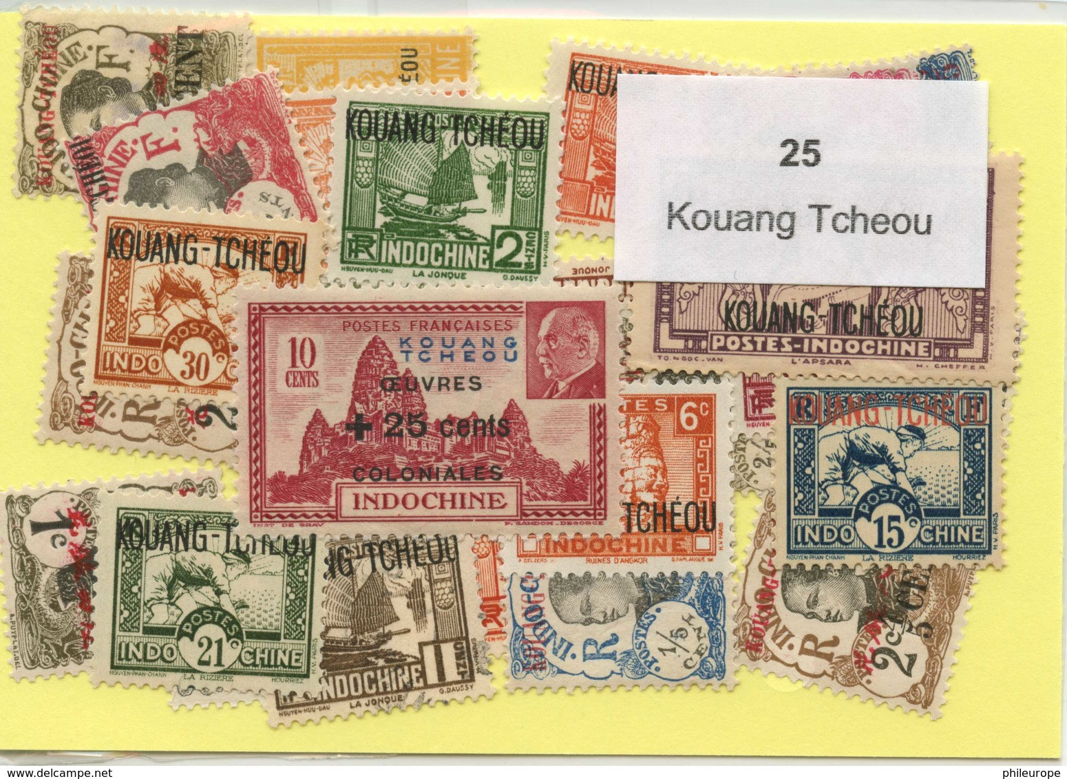 25 Timbres Kouang Tcheou - Oblitérés