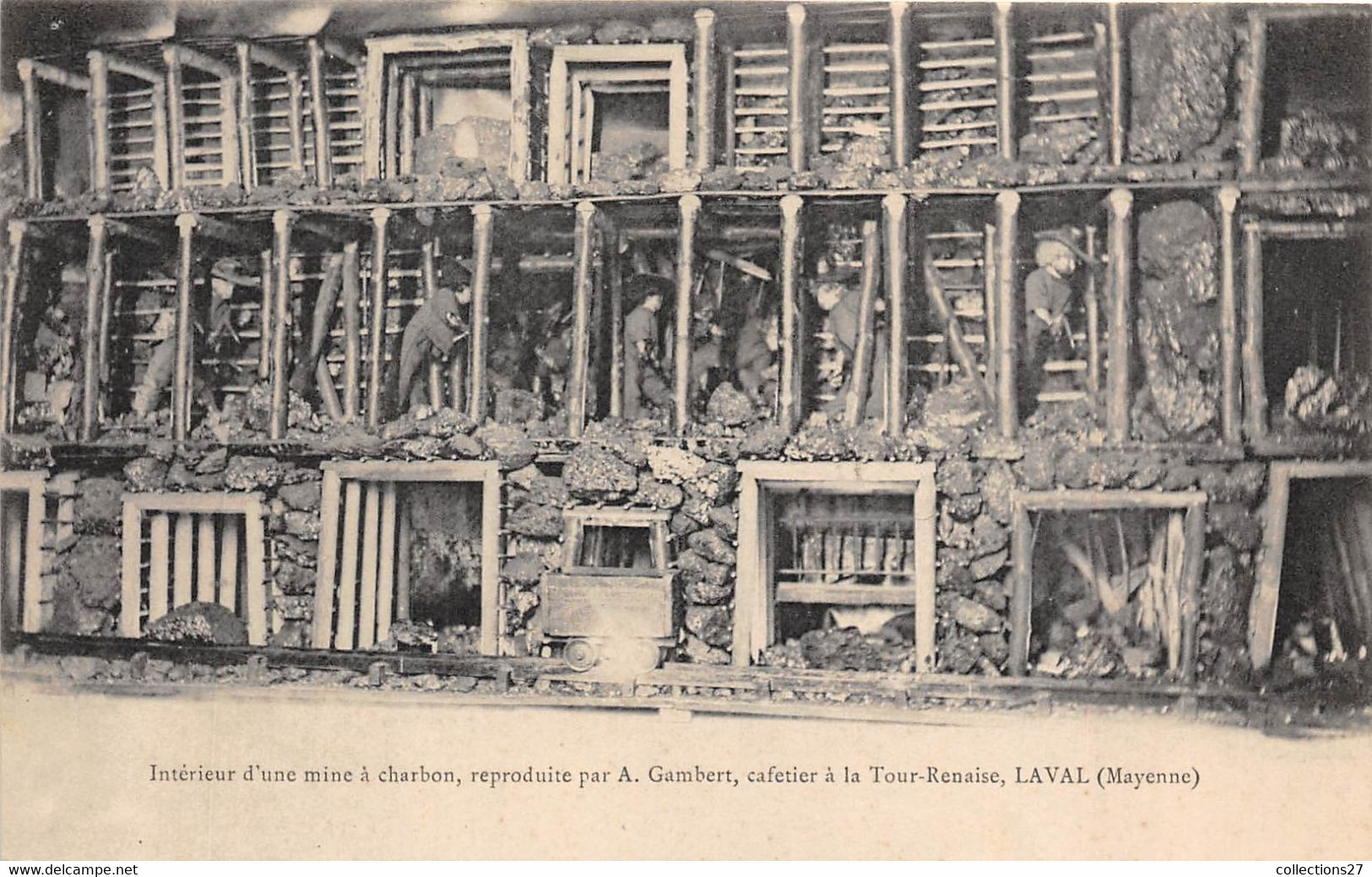 53-LAVAL- INTERIEUR D'UNE MINE A CHARBON , REPRODUITE PAR A. GAMBERT, CAFETIER A LA TOUR-RENAISE - Laval