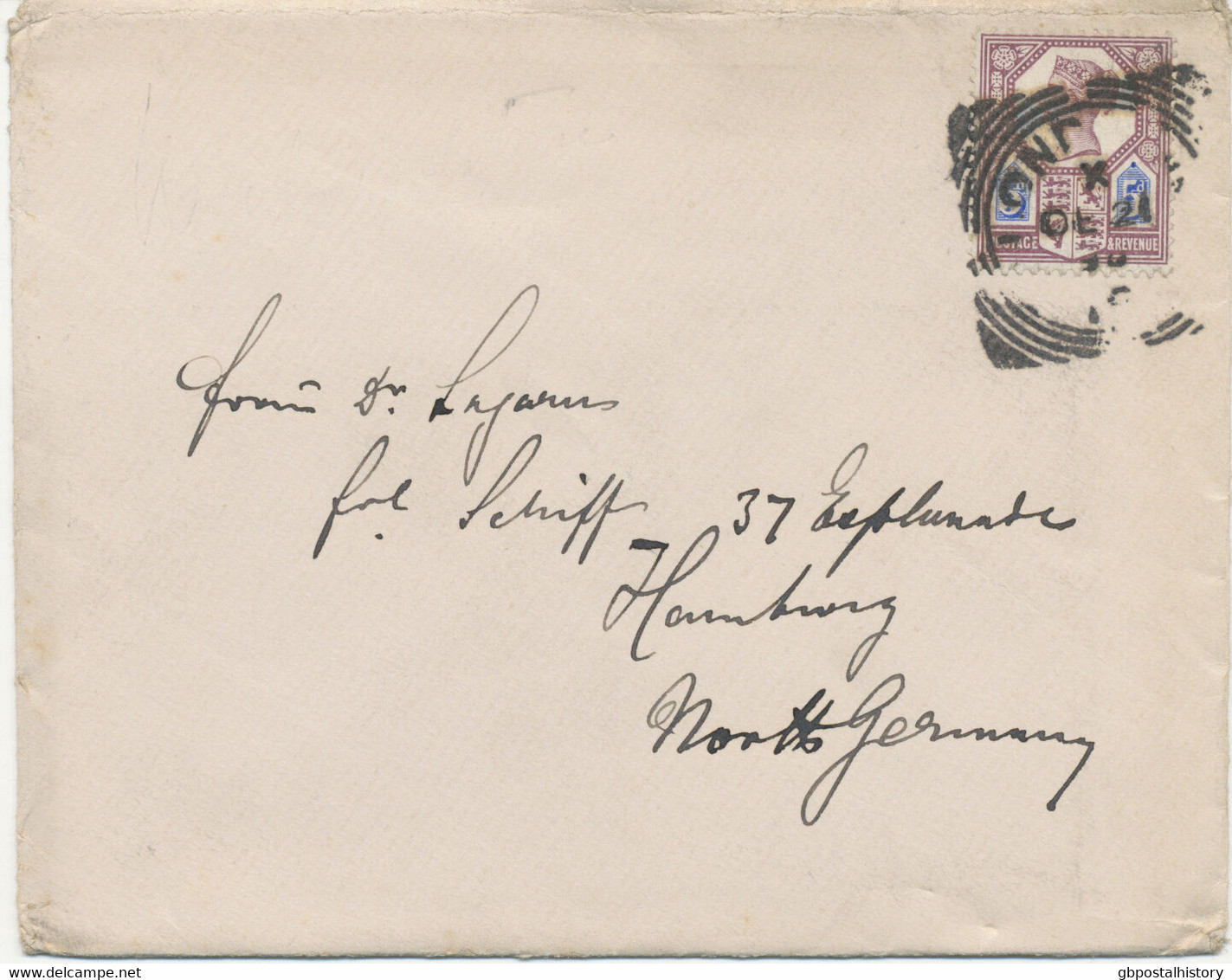 GB 1895 QV Jubilee 5 D Die II On Superb Cover (2nd UPU Weight Rate) VARIETY - Abarten & Kuriositäten