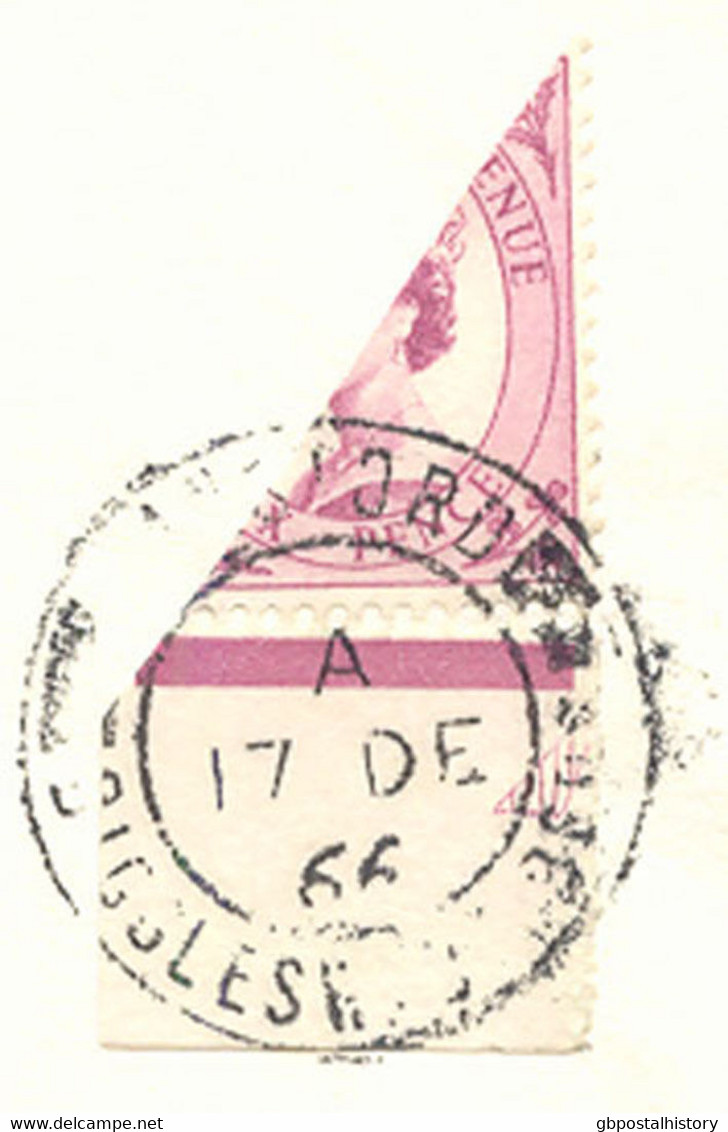 GB 1966 Extremely Rare Bisected Marginal QEII Wilding 6 D. As 3 D.-postage RR! - Varietà, Errori & Curiosità