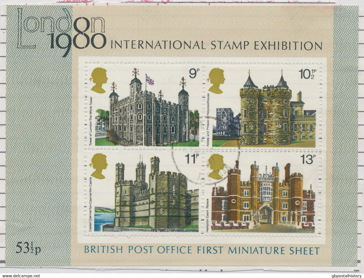 GB 1978 London 1980 Int. Stamp Exhibition - British Architect. VFU MS VARIETY - Errors, Freaks & Oddities (EFOs