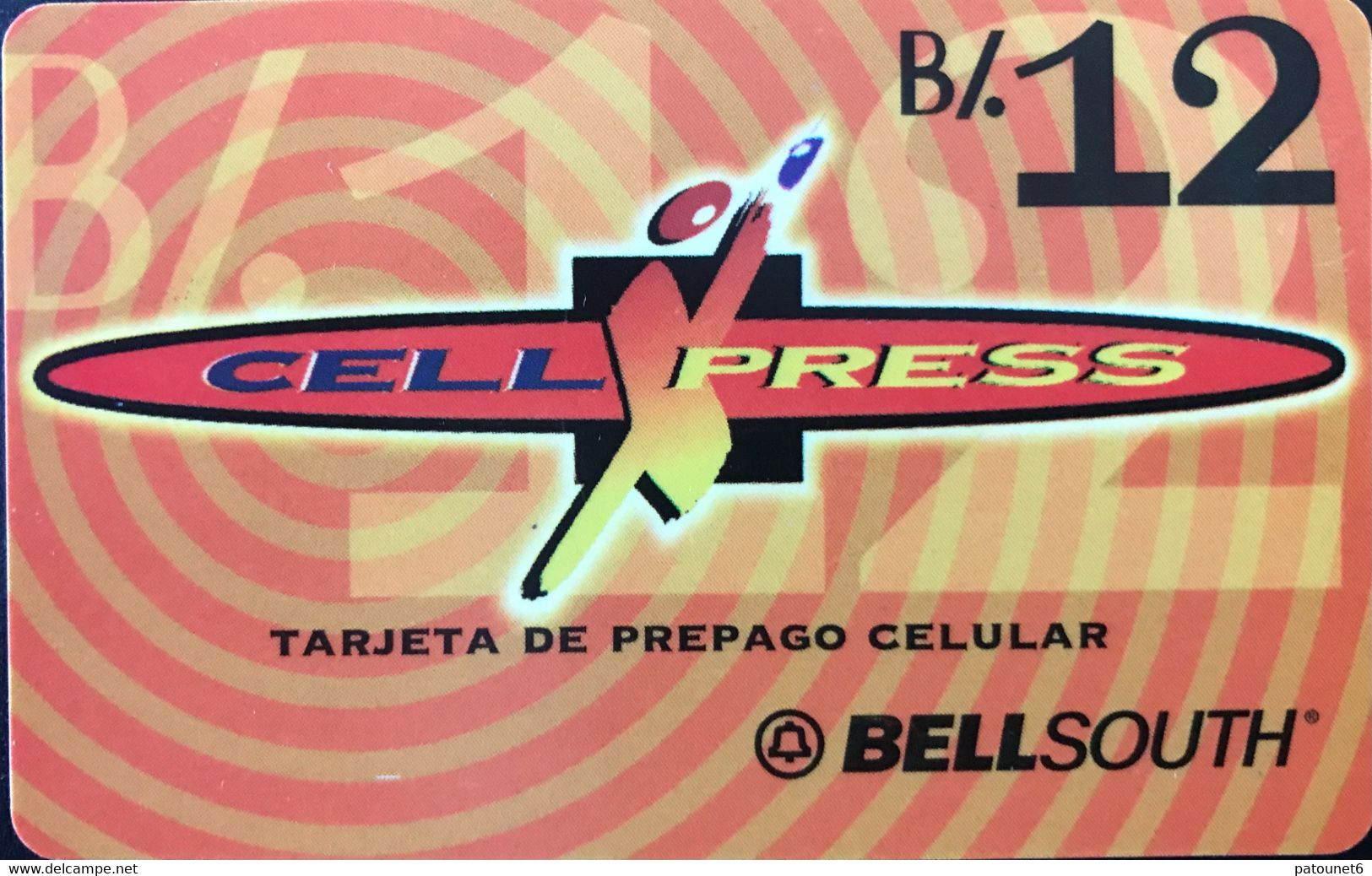 PANAMA  -  Prepaid  -  BELLSOUTH  -  Cell Xpress  -  B/.12 - Panama