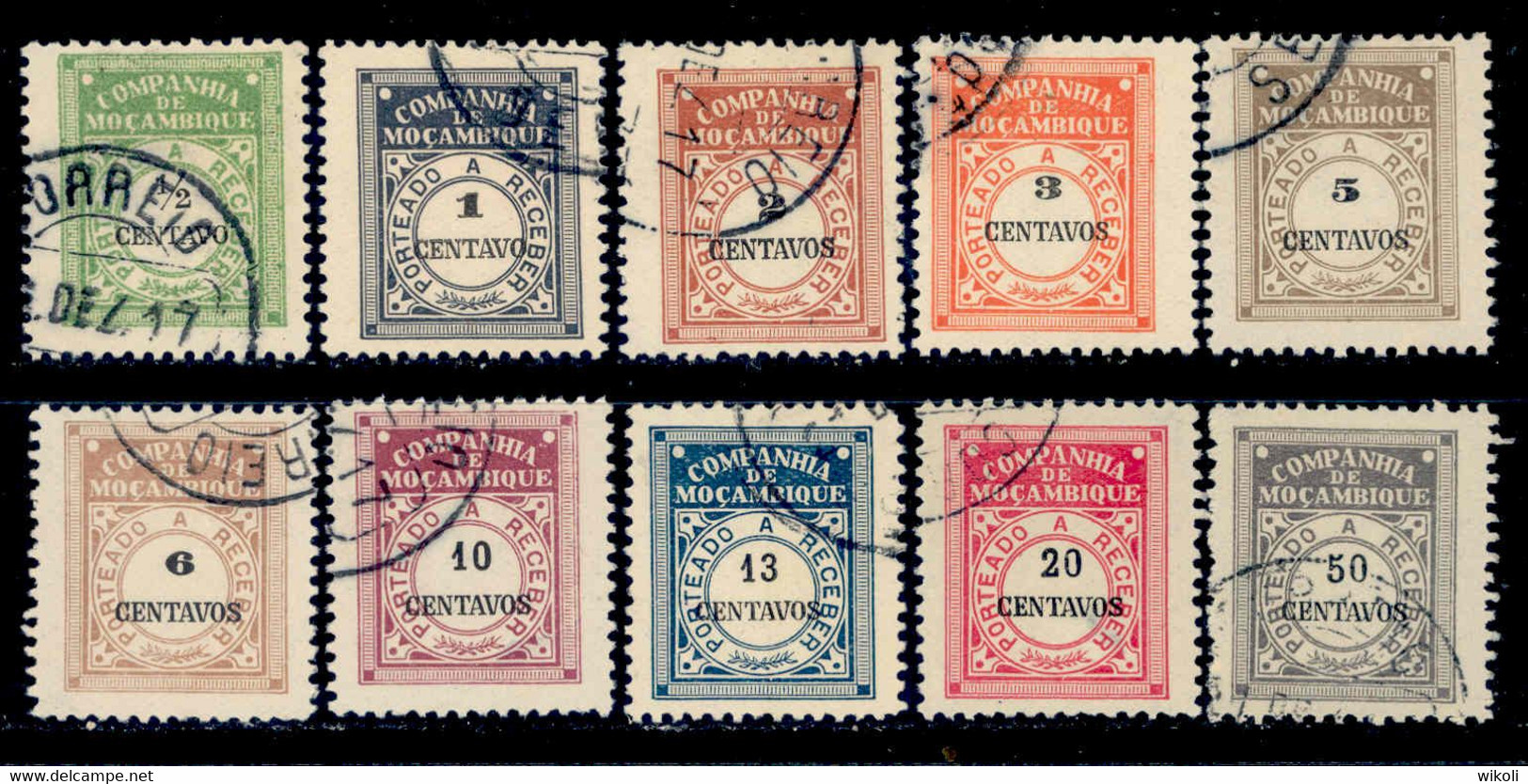 ! ! Mozambique Company - 1916 Postage Due (Complete Set) - Af. P 21 To 30 - Used - Mozambique