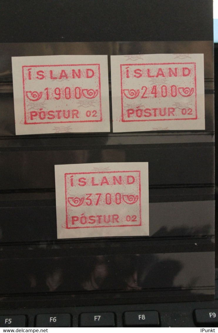 Island, ATM Nr. 1; 3 Werte, Postur 02; MNH - Vignettes D'affranchissement (Frama)