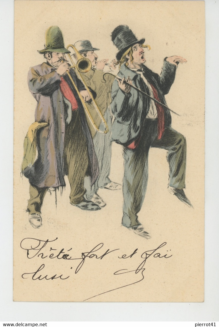 Illustrateur LUBIN DE BEAUVAIS - Jolie Carte Fantaisie Musiciens Des Rues (1901) - Beauvais