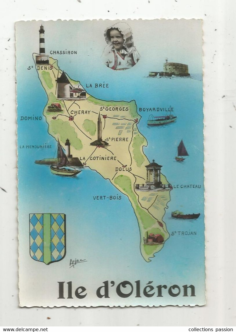 JC , G , Cp , Carte Géographique, 17 , ILE D'OLERON , Par L.GRANDSART ,  Vierge - Landkarten