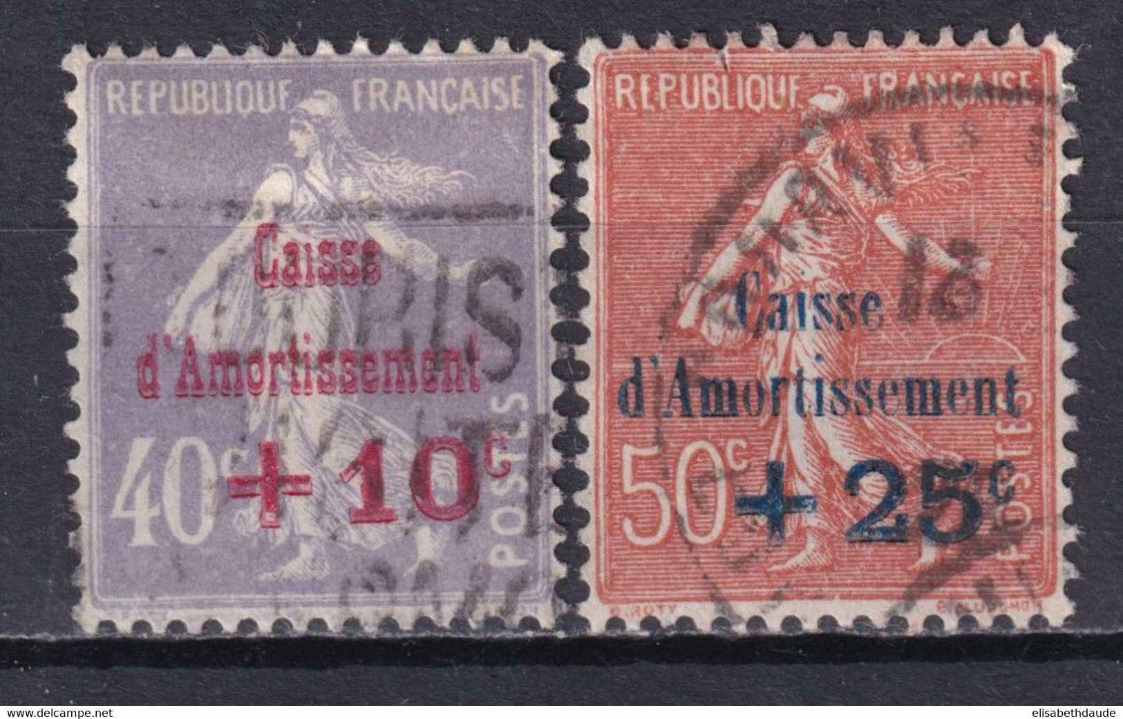 1928 - YVERT N° 249/250 OBLITERES !  - COTE = 40 EUR. - SEMEUSE CAISSE AMORTISSEMENT - 1927-31 Caisse D'Amortissement