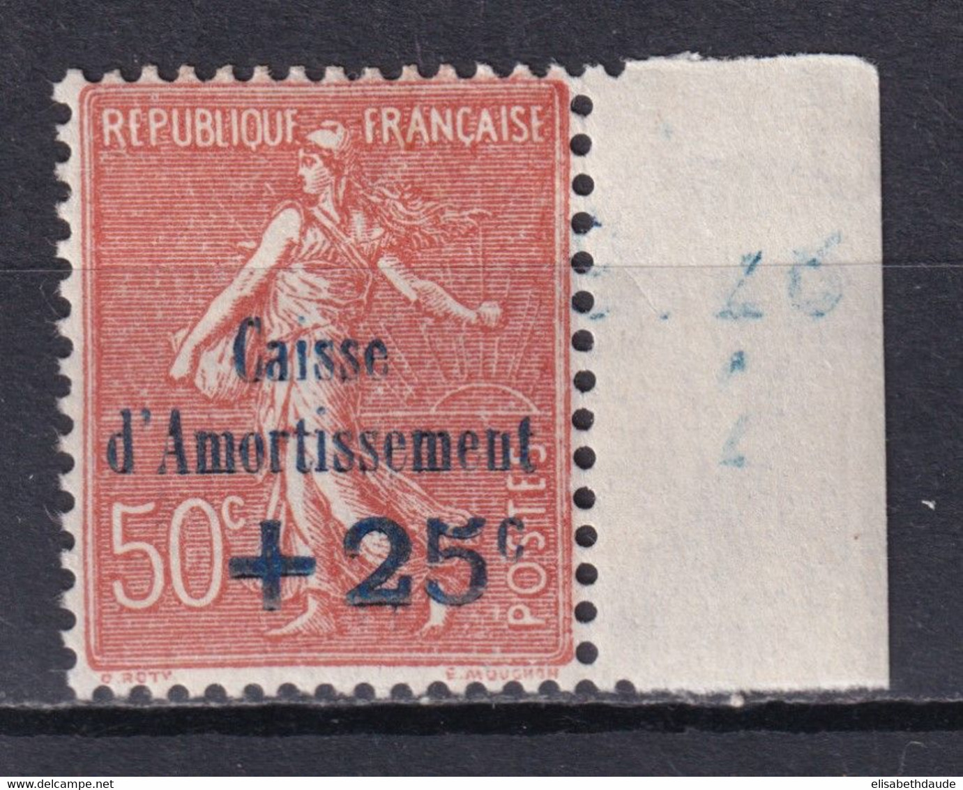 1928 - YVERT N° 250 ** MNH !  - COTE = 75 EUR. - SEMEUSE CAISSE AMORTISSEMENT - 1927-31 Cassa Di Ammortamento