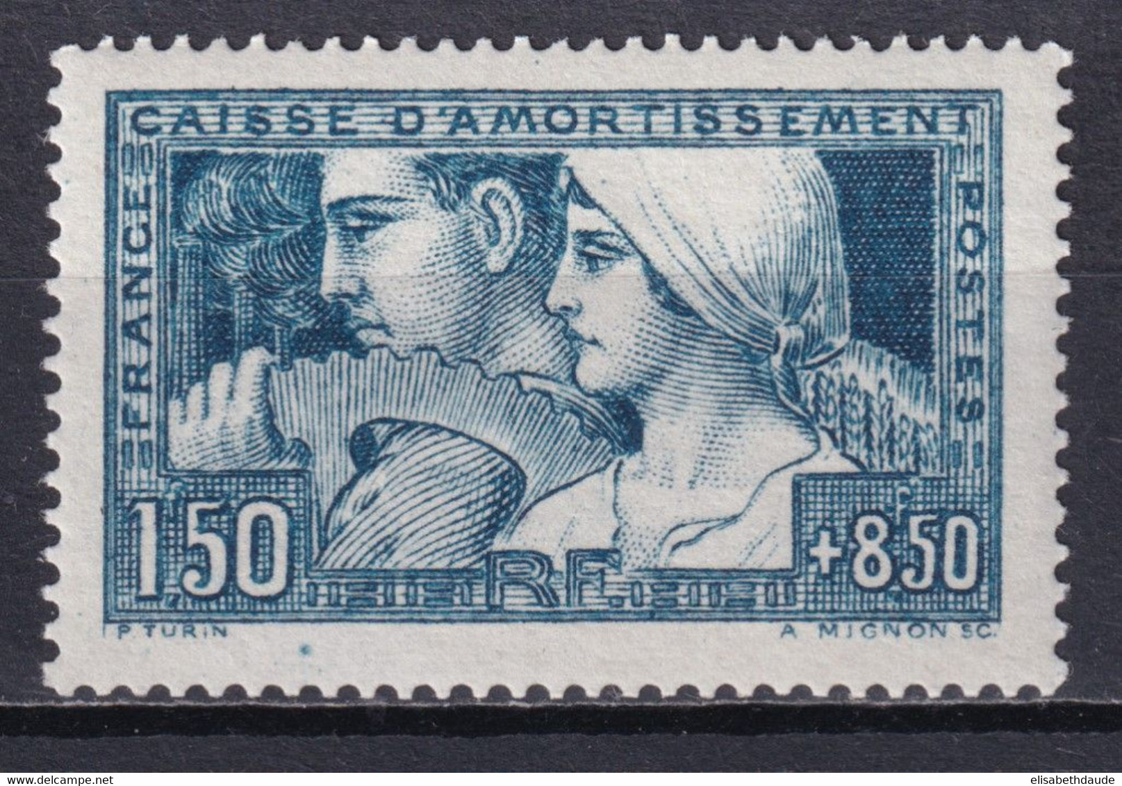 1928 - YVERT N° 252b (ETAT III) ** MNH (GOMME TRES LEGEREMENT ALTEREE) - COTE = 260 EUR. - CAISSE AMORTISSEMENT - 1927-31 Caisse D'Amortissement