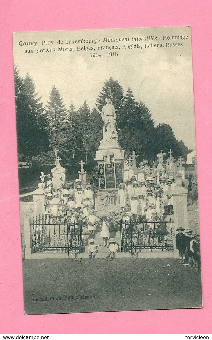 C.P. Gouvy  =  Monuments Interalliés  :  Belges - Fançais - Anglais - Italiens - Russes  1914-1918 - Gouvy