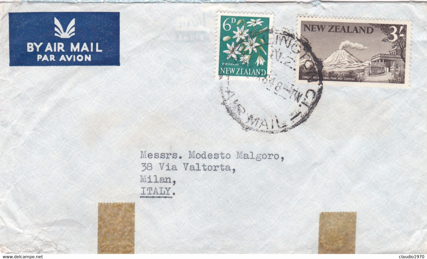 NEW ZEALAND - BUSTA VIAGGIATA BY AIR MAIL -  AUSTRALIA AND NEW ZEALAND BANK LIMITED - VIAGGIATA  PER MILANO - ITALY - Storia Postale